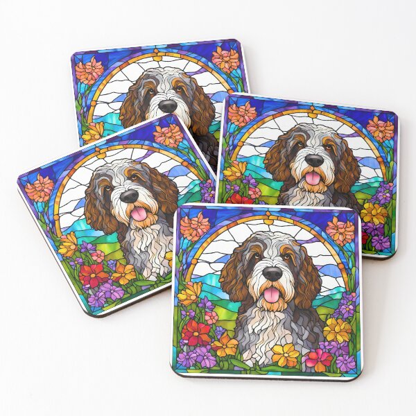 Item preview, Bernedoodle Stained Glass Wildflower Art – Vibrant and Whimsical Dog Design designed and sold by Fredster1966.