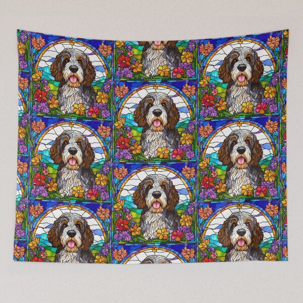 Item preview, Bernedoodle Stained Glass Wildflower Art – Vibrant and Whimsical Dog Design designed and sold by Fredster1966.