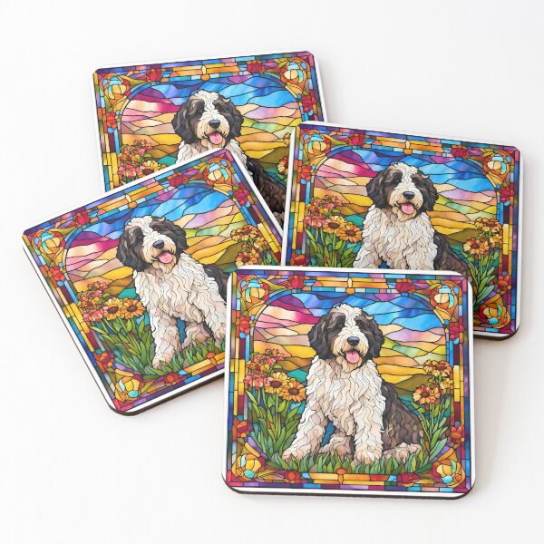 Item preview, Bernedoodle Stained Glass Wildflower Art – Gorgeous and Whimsical Dog Design designed and sold by Fredster1966.