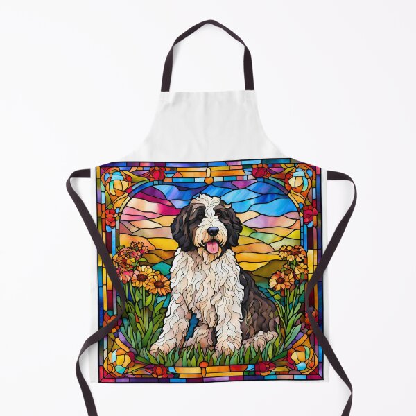 Item preview, Bernedoodle Stained Glass Wildflower Art – Gorgeous and Whimsical Dog Design designed and sold by Fredster1966.