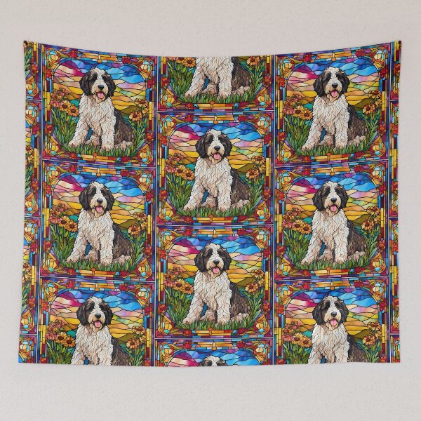 Item preview, Bernedoodle Stained Glass Wildflower Art – Gorgeous and Whimsical Dog Design designed and sold by Fredster1966.