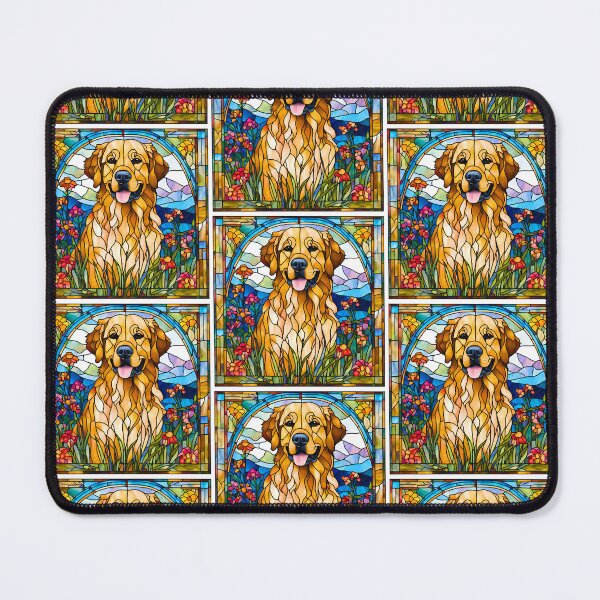 Item preview, Stained Glass Golden Retriever – Gorgeous Wildflower Dog Art designed and sold by Fredster1966.