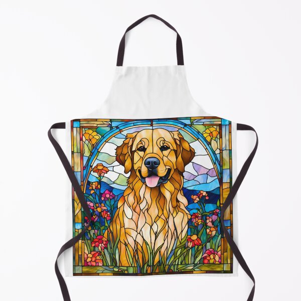 Item preview, Stained Glass Golden Retriever – Gorgeous Wildflower Dog Art designed and sold by Fredster1966.