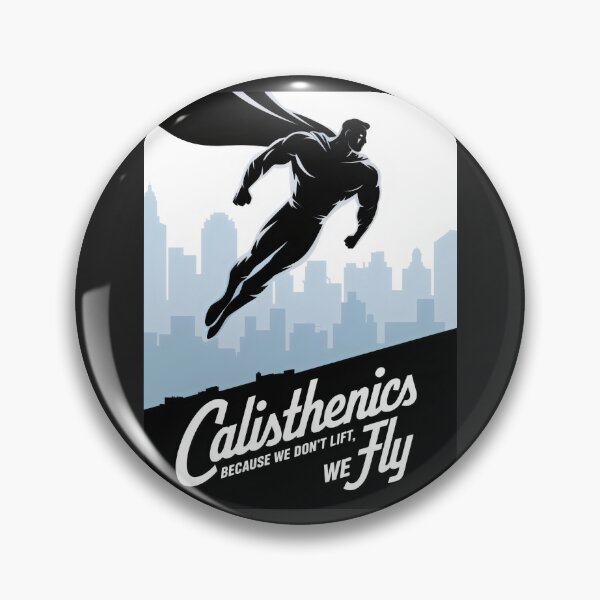 Item preview, Calisthenics Because We Don't Lift We Fly Muscular Hero Soaring Over City designed and sold by SplashTastic.
