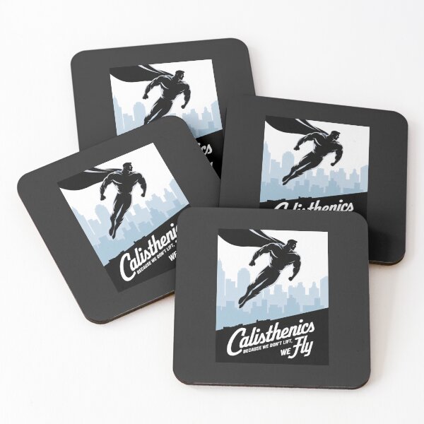 Item preview, Calisthenics Because We Don't Lift We Fly Muscular Hero Soaring Over City designed and sold by SplashTastic.