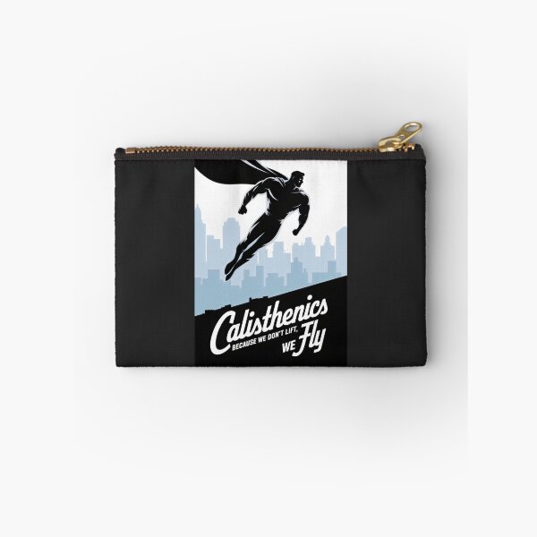 Item preview, Calisthenics Because We Don't Lift We Fly Muscular Hero Soaring Over City designed and sold by SplashTastic.