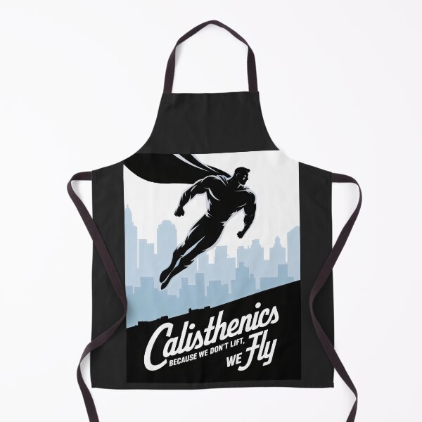 Item preview, Calisthenics Because We Don't Lift We Fly Muscular Hero Soaring Over City designed and sold by SplashTastic.