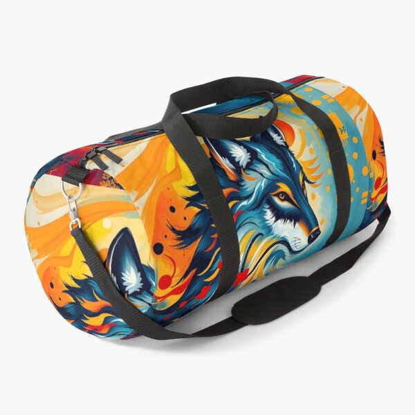 Item preview, Wolf Abstract Painting Blue Red Yellow designed and sold by druidwolfart.