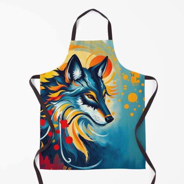 Item preview, Wolf Abstract Painting Blue Red Yellow designed and sold by druidwolfart.