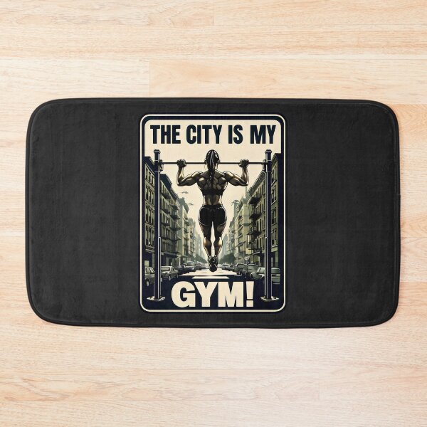 Item preview, The City Is My GYM Strong Woman Pull-Up Brown Cityscape designed and sold by SplashTastic.
