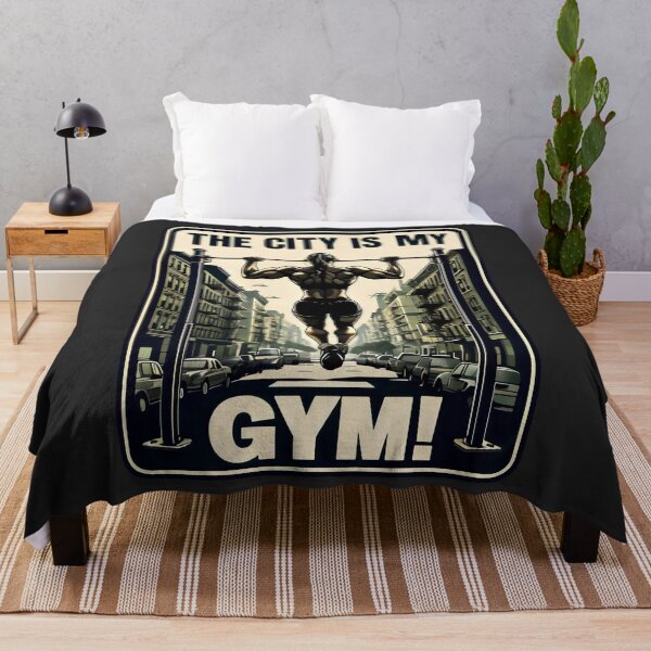 Item preview, The City Is My GYM Strong Woman Pull-Up Brown Cityscape designed and sold by SplashTastic.