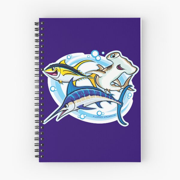 Item preview, Yellowfin Tuna, Hammerhead Shark and Striped Marlin Cartoon Style designed and sold by David Pearce Marine Art.