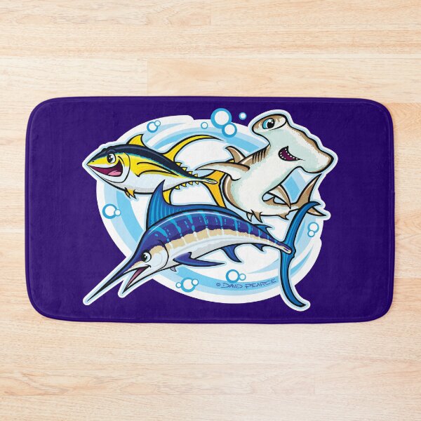 Item preview, Yellowfin Tuna, Hammerhead Shark and Striped Marlin Cartoon Style designed and sold by David Pearce Marine Art.