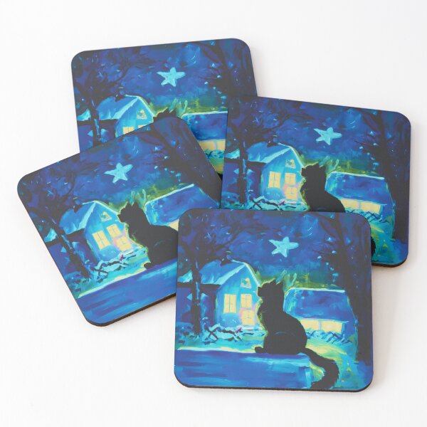 Item preview, A Cat in village of night designed and sold by MerryCrown.