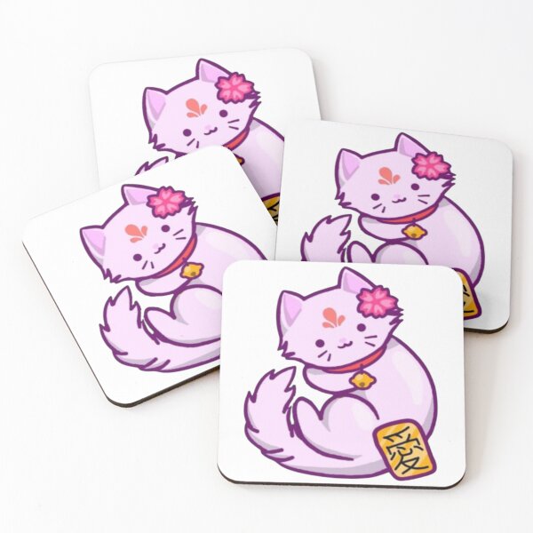 Item preview, Kawaii Pink Lucky Cat Laying Down designed and sold by Aerospade.
