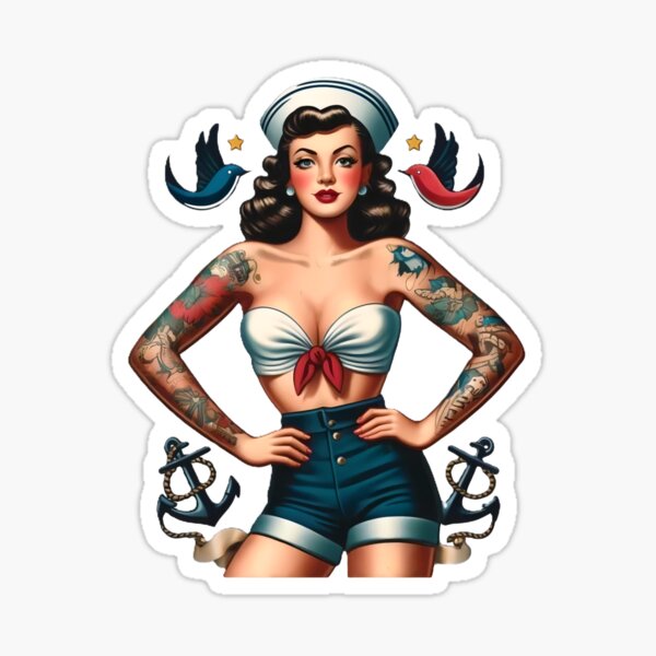 Item preview, Vintage Sexy Tattooed Sailor Pin-up designed and sold by PinUpPizzazz.