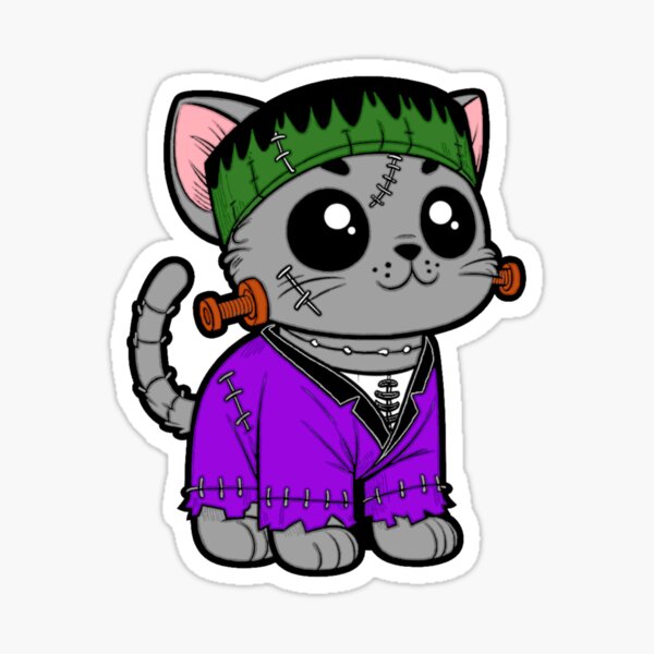 Item preview, Halloween Frankenstein Cartoon Cat designed and sold by HeyT-shirts.