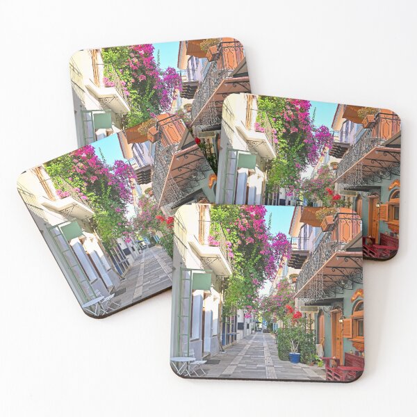 Item preview, Narrow streets of Nafplion town with Bougainvillea flowers designed and sold by goceris.