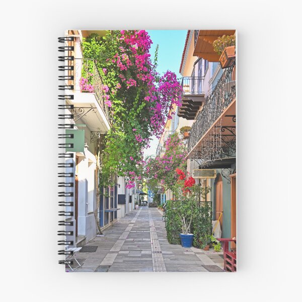 Item preview, Narrow streets of Nafplion town with Bougainvillea flowers designed and sold by goceris.