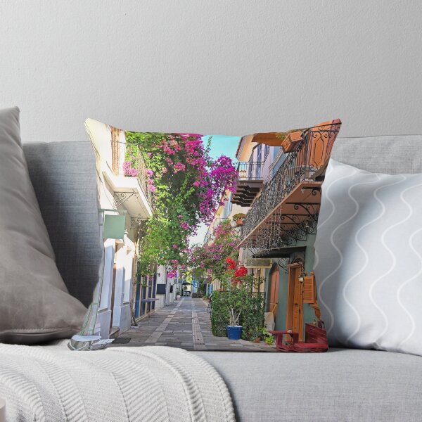 Item preview, Narrow streets of Nafplion town with Bougainvillea flowers designed and sold by goceris.
