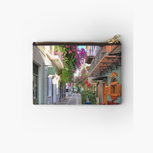 Item preview, Narrow streets of Nafplion town with Bougainvillea flowers designed and sold by goceris.