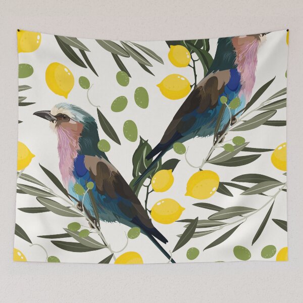 Item preview, Lemons, olive, birds illustration. designed and sold by MatyKotiv.