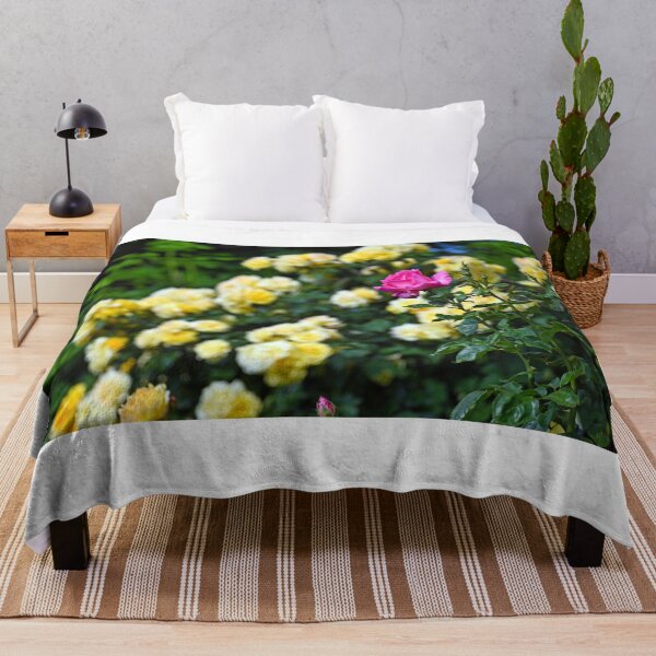 Item preview, Pink rose flower with yellow roses in background in Volksgarten Vienna, spring season designed and sold by goceris.