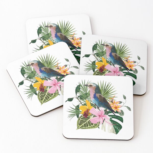 Item preview, Summer design with Lilac breasted Roller bird, tropical beach background banners. designed and sold by MatyKotiv.