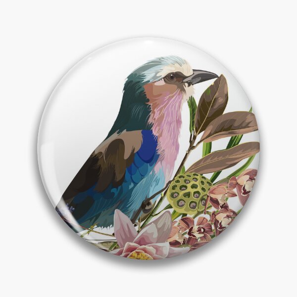 Item preview, Lilac breasted Roller bird. Tropical arrangements with leaves, flowers and birds. designed and sold by MatyKotiv.