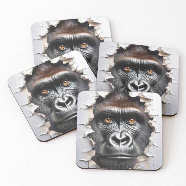 Item preview, Gorilla face looking through ripped card designed and sold by alan tunnicliffe.