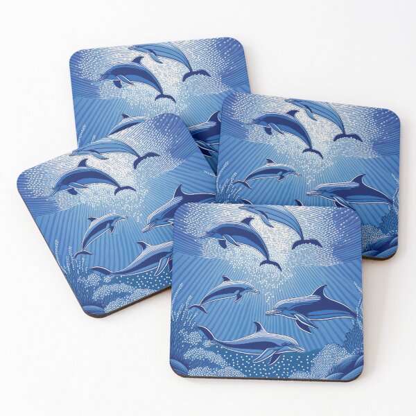 Item preview, Underwater Dolphin Scene – Beach Themed Marine Life in Blue Tones for Ocean Lovers designed and sold by Teemaniac.