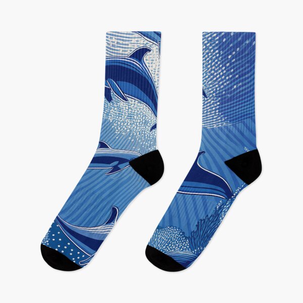 Item preview, Underwater Dolphin Scene – Beach Themed Marine Life in Blue Tones for Ocean Lovers designed and sold by Teemaniac.
