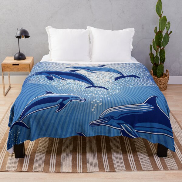 Item preview, Underwater Dolphin Scene – Beach Themed Marine Life in Blue Tones for Ocean Lovers designed and sold by Teemaniac.