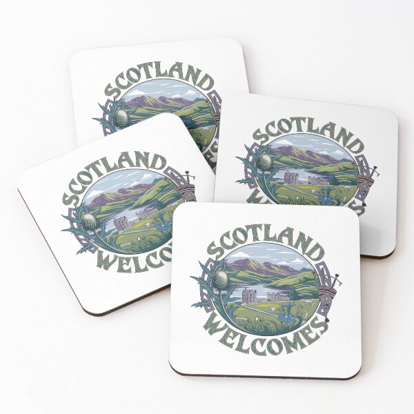 Item preview, Scotland Welcomes Flag Map Edinburgh, Glasgow,  designed and sold by AnimalsDH305.
