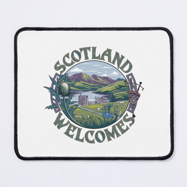 Item preview, Scotland Welcomes Flag Map Edinburgh, Glasgow, designed and sold by AnimalsDH305.