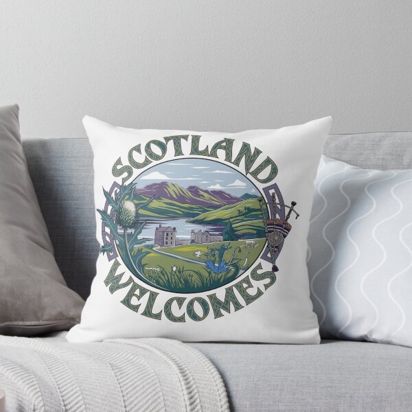 Item preview, Scotland Welcomes Flag Map Edinburgh, Glasgow,  designed and sold by AnimalsDH305.