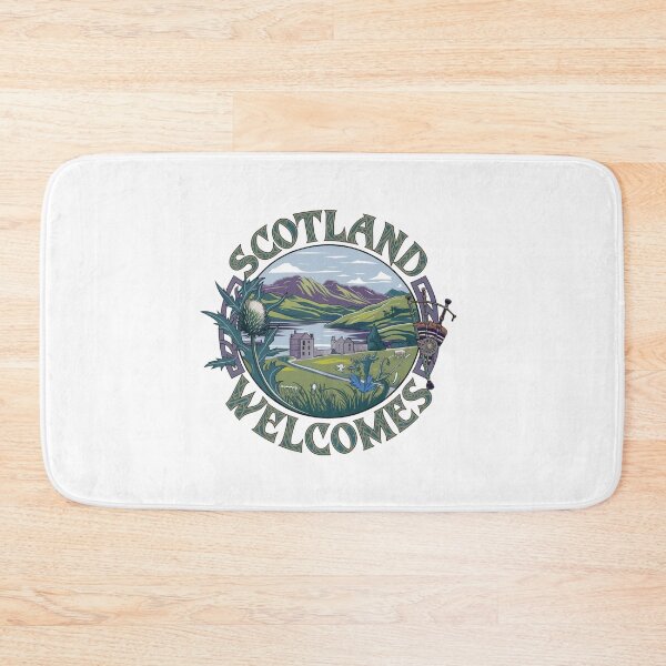 Item preview, Scotland Welcomes Flag Map Edinburgh, Glasgow,  designed and sold by AnimalsDH305.