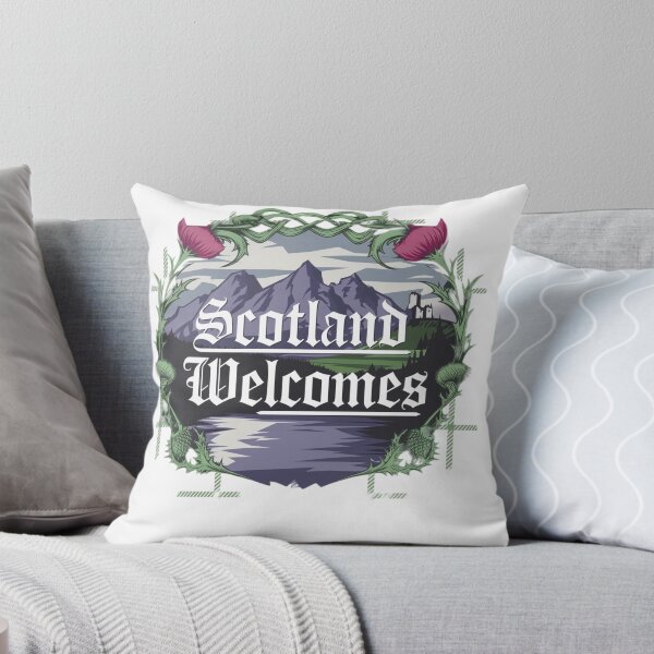 Item preview, Scotland Welcomes Flag Map Edinburgh, Glasgow,  designed and sold by AnimalsDH305.