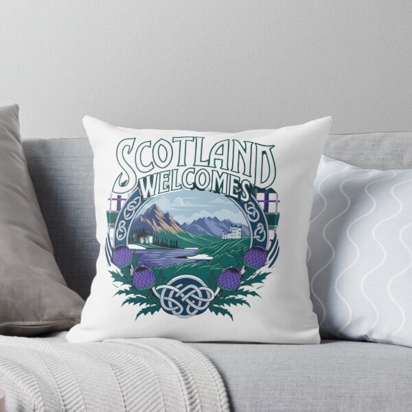 Item preview, Scotland Welcomes Flag Map Edinburgh, Glasgow,  designed and sold by AnimalsDH305.