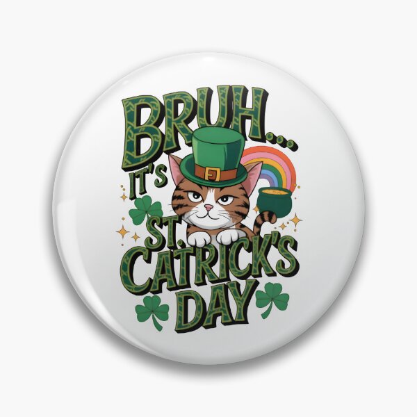 Item preview, Bruh It's St. Catrick's Day T-Shirt – Funny Cat Lover's St. Patrick's Day Tee designed and sold by T3goods.