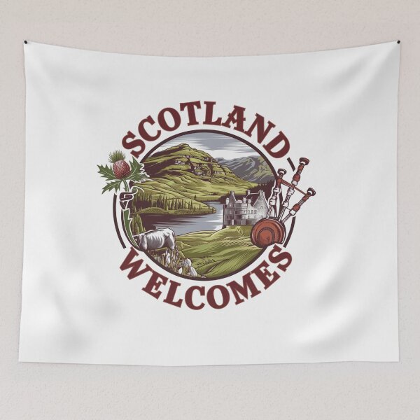 Item preview,  Scotland Welcomes Flag Map Edinburgh, Glasgow,  designed and sold by AnimalsDH305.