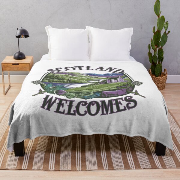 Item preview, Scotland Welcomes Flag Map Edinburgh, Glasgow, designed and sold by AnimalsDH305.