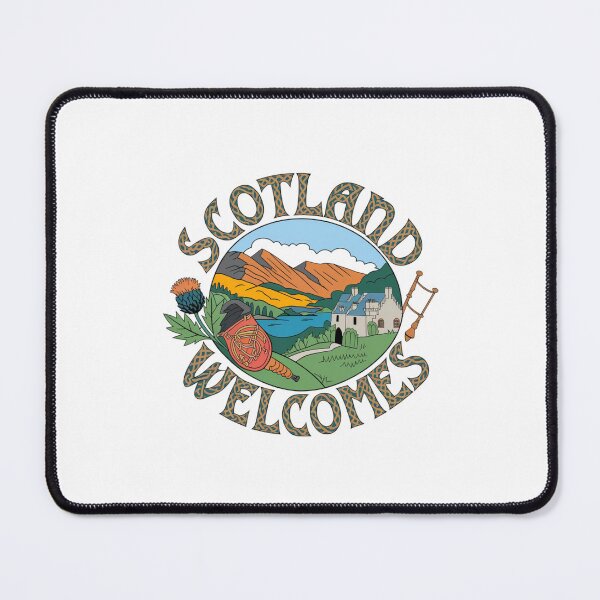 Item preview, Scotland Welcomes Flag Map Edinburgh, Glasgow, designed and sold by AnimalsDH305.