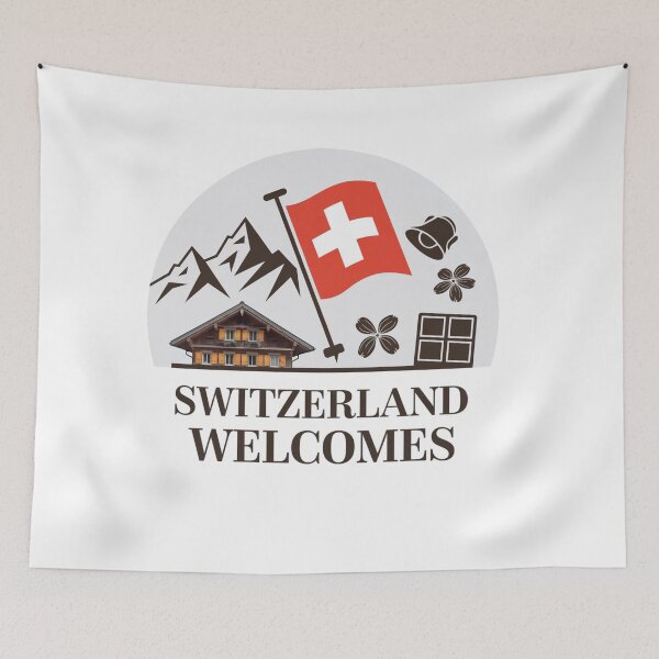 Item preview, Switzerland Welcomes Flag Map Alps, Matterhorn designed and sold by AnimalsDH305.