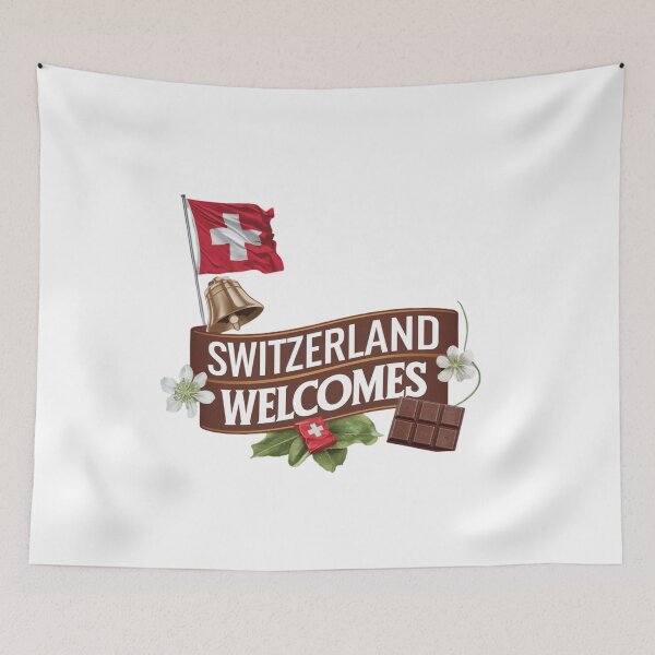 Item preview, Switzerland Welcomes Flag Map Alps, Matterhorn designed and sold by AnimalsDH305.