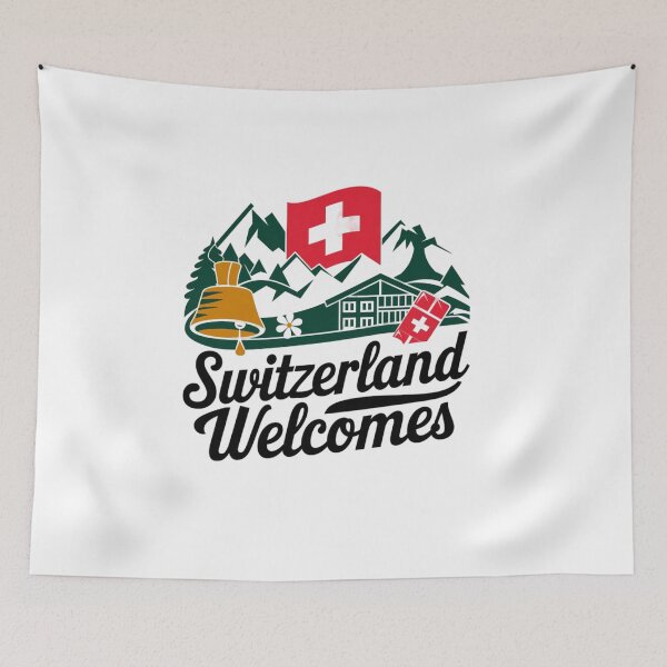 Item preview, Switzerland Welcomes Flag Map Alps, Matterhorn designed and sold by AnimalsDH305.