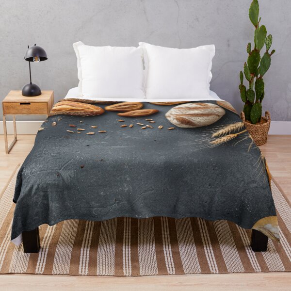 Item preview, Assortment of freshly baked breads with seeds and grains on a dark rustic background designed and sold by Jerhus.
