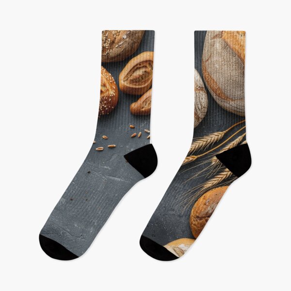Item preview, Assortment of freshly baked breads with seeds and grains on a dark rustic background designed and sold by Jerhus.