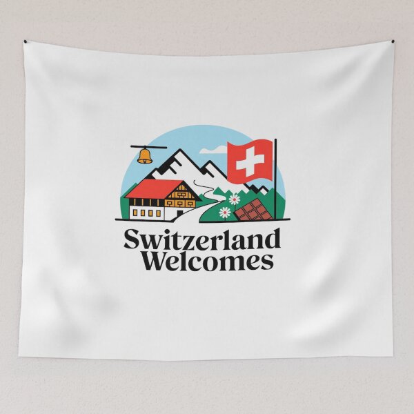 Item preview, Switzerland Welcomes Flag Map Alps, Matterhorn designed and sold by AnimalsDH305.