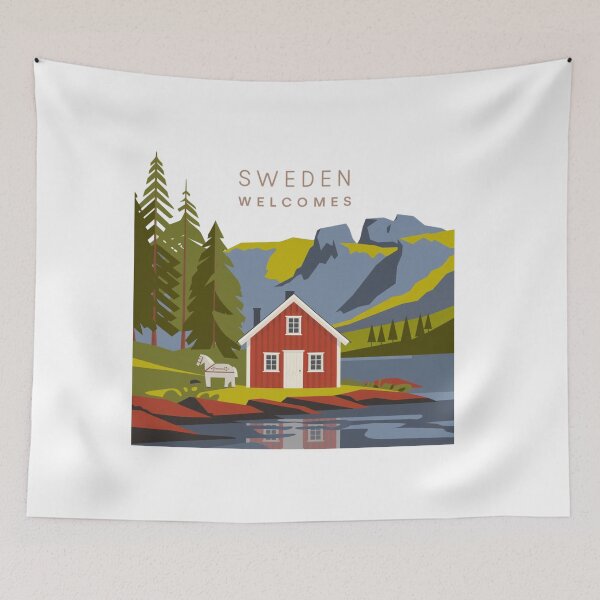 Item preview, Sweden Welcomes Flag Map Sztokholm, Gothenburg, Malmö designed and sold by AnimalsDH305.